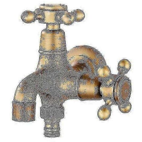 Robinet double fonction de style européen antique pour piscine, salle de bain, jardin extérieur, robinet en laiton vintage pour montage mural