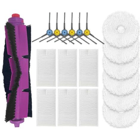 Lot de 19 pièces pour aspirateur robot V12 : pièces de rechange, accessoires, rouleau principal, brosse latérale, filtre HEPA et chiffon de nettoyage. (1/5)