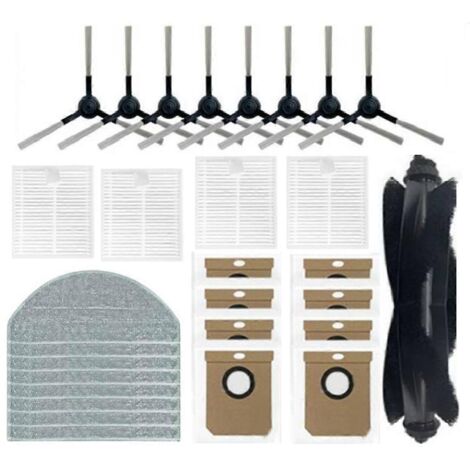 Lot de 29 pièces pour aspirateur robot Eve CC / SDJ12RM : brosse principale, filtre HEPA, lingette et sac à poussière. (1/5)