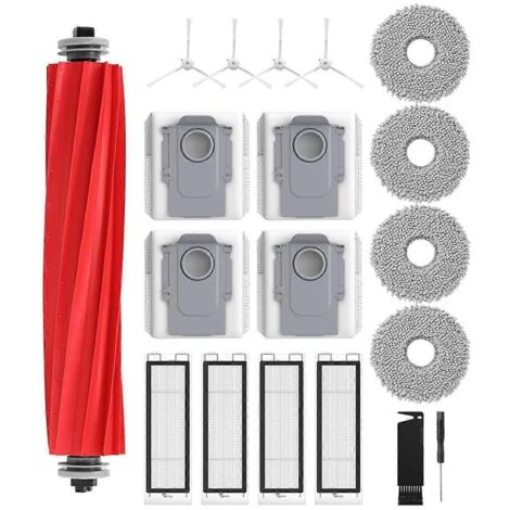 Pièces de rechange pour aspirateur robot Q : brosse principale, filtres HEPA, lingettes de nettoyage et sacs à poussière. (1/5)