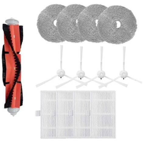 Accessoires compatibles avec le robot aspirateur W2 : brosse principale, brosse latérale, filtre, élément filtrant, chiffon, sac à poussière. (1/5)