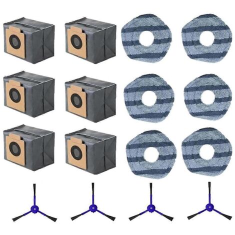 Pièces de rechange pour aspirateur robot X10 Pro Omni : brosses latérales avec poils, sacs à poussière, lingettes de nettoyage (1/5)