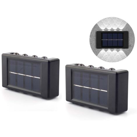 Lot de 2 lampes solaires à 8 LED pour jardin extérieur, projecteur solaire à double faisceau, étanches. (1/5)