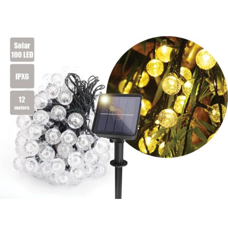 Guirlande lumineuse solaire de jardin à 100 LED, 8 modes d'éclairage, couleur chaude, étanche (12 m, 100 LED) (1/5)