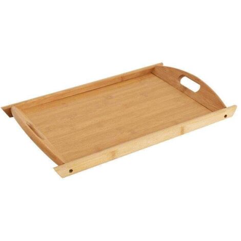 Plateau rectangulaire en bambou pour le service du thé, des en-cas et autres gourmandises, 38 x 26 x 3 cm (1/5)