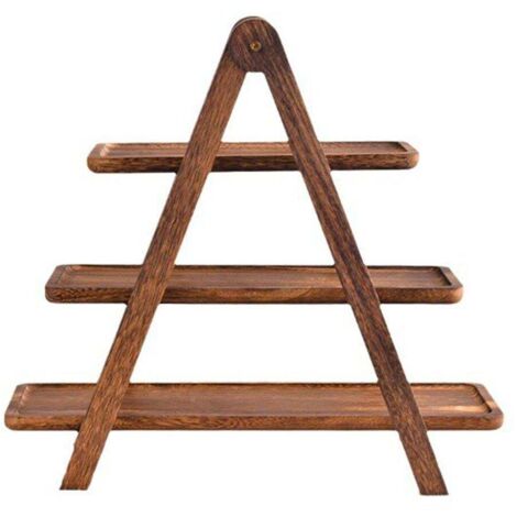 Présentoir à assiettes en bois à 3 niveaux, support de rangement pour la maison (1/5)