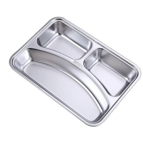 Plateau-repas compartimenté en acier inoxydable pour cantine scolaire - 03 (1/5)