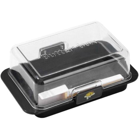 Boîte de rangement pour beurre et fromage avec couvercle, en plastique noir, idéale pour la cuisine et le réfrigérateur. (1/5)