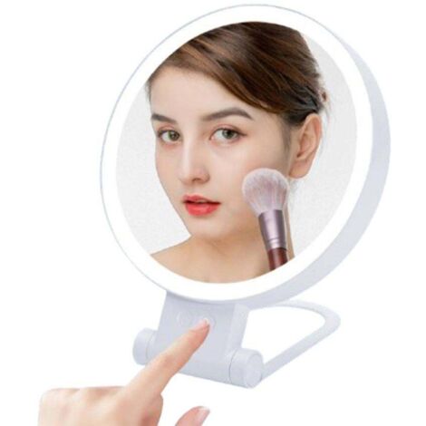 Miroir de maquillage double face à LED réglable, miroir grossissant de table, grossissement 5X (1/3)