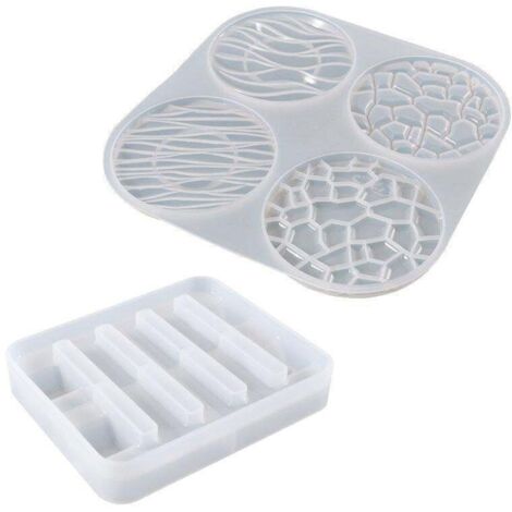 Moule en silicone à motif vague et diamant pour sous-verres et tasses, idéal pour le moulage de résine époxy. (1/5)