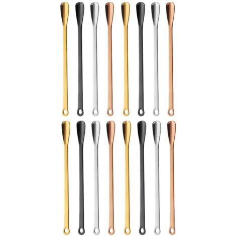Ensemble de 16 cuillères à mélanger en acier inoxydable de 165 mm de long, multicolores, pour boissons (1/5)