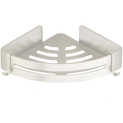 Étagère d'angle triangulaire murale pour salle de bain, organisateur de douche blanc (1/5)