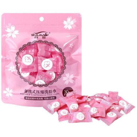 Lot de 30/50 lingettes démaquillantes jetables en coton compressé, format voyage. (1/5)