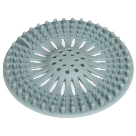 Bouchon de bonde en silicone bleu pour lavabo, attrape-cheveux, idéal pour salle de bain, sol et buanderie. (1/5)