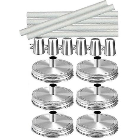 Kits de lampes torches de table en bocaux Mason, lot de 6 couvercles à ouverture standard, mèches et capuchons, lampes à huile d'extérieur. (1/5)
