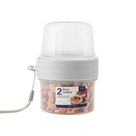 Grand récipient double pour salade, scelleuse pour pots de yaourt, fermeture hermétique, double récipient avec cordon (150 ml + 150 ml) (1/5)