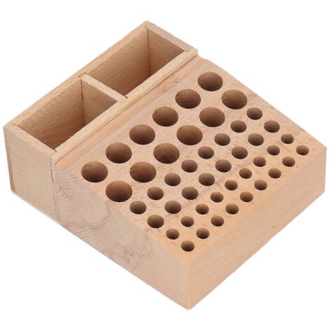 Porte-outils en cuir à 2 compartiments et 46 trous, boîte de rangement en bois pour outils de travail du cuir (1/4)
