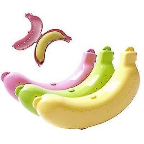 Lot de 3 étuis de protection pour bananes, boîtes à fruits pour le déjeuner, jaune + vert + rose (1/4)
