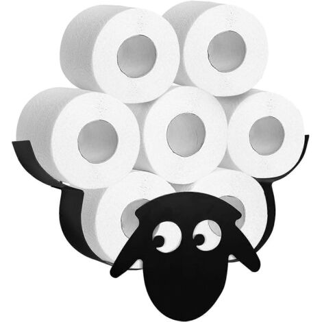 Porte-rouleau de papier toilette Trintion Sheep, noir, mural, en métal, pouvant contenir jusqu'à 7 rouleaux. (1/5)