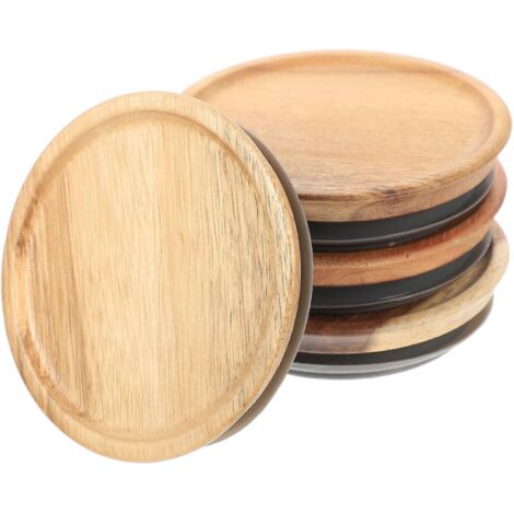Lot de 4 couvercles en bois à large ouverture pour pots de conservation, couvercles ronds pour pots de yaourt (1/3)