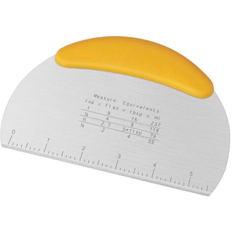 Corne à pâtisserie, racloir à pâte, coupe-pâte avec lame en acier inoxydable alimentaire et manche souple en TPR, 16 cm, jaune (1/5)