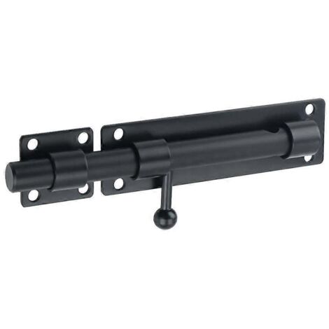 Verrou de porte extérieur à barillet coulissant avec trou pour cadenas, acier inoxydable noir mat, EMS9000-B (cadenas non inclus) (1/5)