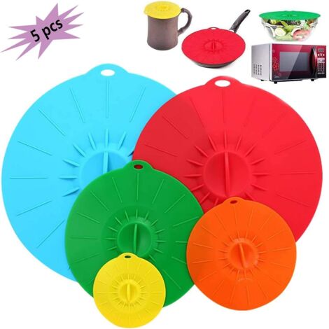 Couvercle alimentaire en silicone, 5 tailles, réutilisable et universel, extensible, sans BPA, pour fruits et tasses. (1/4)