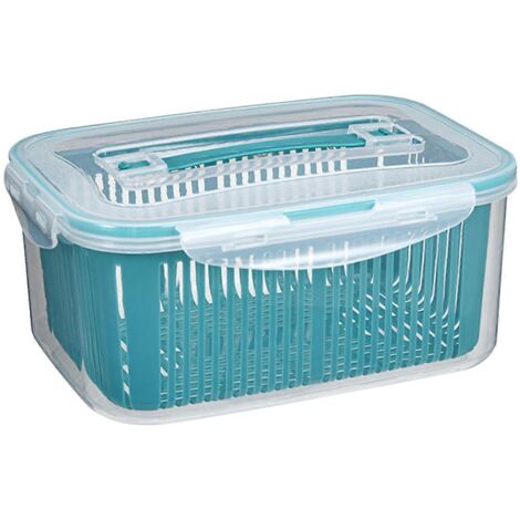 1 boîte de conservation pour fruits et légumes avec couvercle, idéale pour le réfrigérateur. Convient également pour laver et déshydrater les légumes. (1/2)