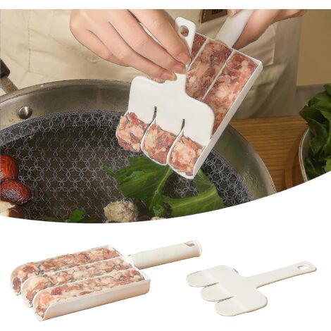 Machine à boulettes de viande de cuisine, attendrisseur de viande, machine à boulettes de viande triple avec spatule de découpe (1/5)