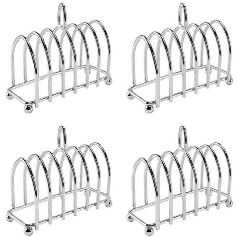 Porte-toast 4 tranches en acier inoxydable, 6 tranches, avec pieds sphériques et poignée de transport. (1/5)