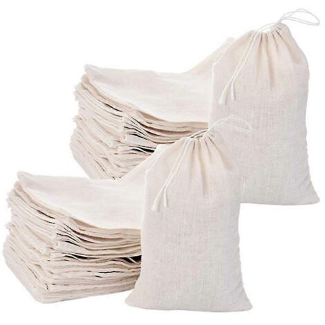 Lot de 50 sachets en mousseline de coton pour thé, bijoux, mariage et fête (10 x 15 cm) (1/5)