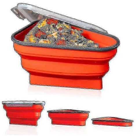 Boîte de rangement pour pizzas à parts de pizza, réutilisable, en silicone, pour ustensiles de cuisine (1/4)