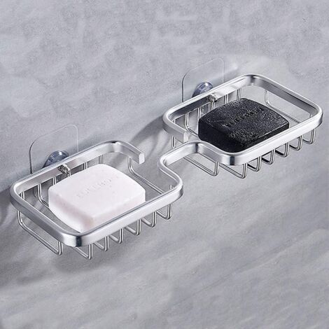 Porte-savon double barre, porte-savon de douche auto-adhésif, porte-savon de salle de bain, porte-savon en aluminium aérospatial (1/5)