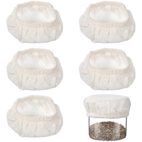 Lot de 5 couvercles en tissu extensible pour bocaux de levain et bols de fermentation (1/3)