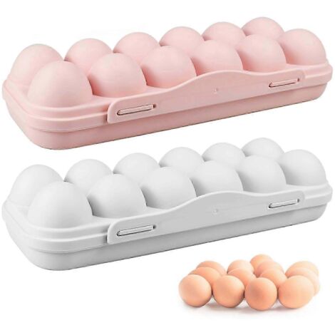 Lot de 2 boîtes à œufs avec couvercle, récipient de rangement pour œufs au réfrigérateur à 12 compartiments (24 œufs) (1/5)