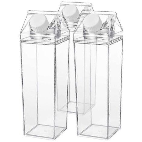 Lot de 3 récipients à lait transparents pour réfrigérateur, d'une capacité de 500 ml chacun. (1/5)