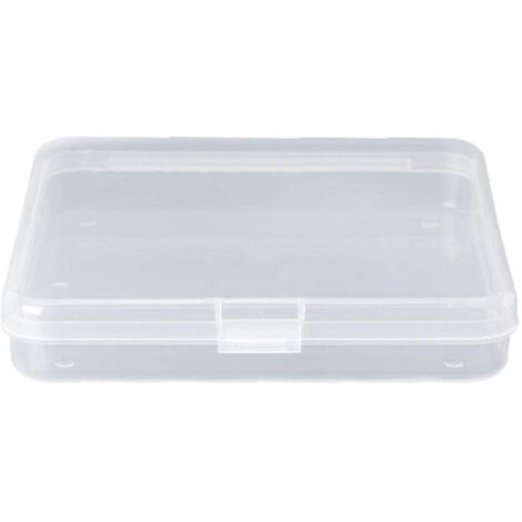 Petite boîte de rangement carrée en plastique transparent avec couvercle, idéale pour ranger de petites pièces, des pièces de monnaie, des vis, du fil dentaire, etc.