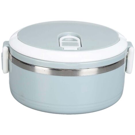 Boîte à lunch Bento portable en acier inoxydable, cylindrique isotherme, idéale pour l'école, le bureau et les activités de plein air. Un seul compartiment, bleu. (1/5)