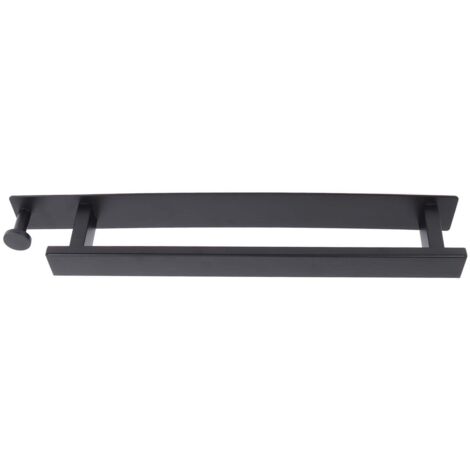 Porte-serviettes vertical mural en acier inoxydable 304 noir avec crochets, pour le rangement des serviettes de bain. (1/5)