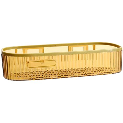 Étagère murale de rangement sans perçage pour douche et salle de bain, idéale pour la maison. Longue bande ambrée. (1/5)