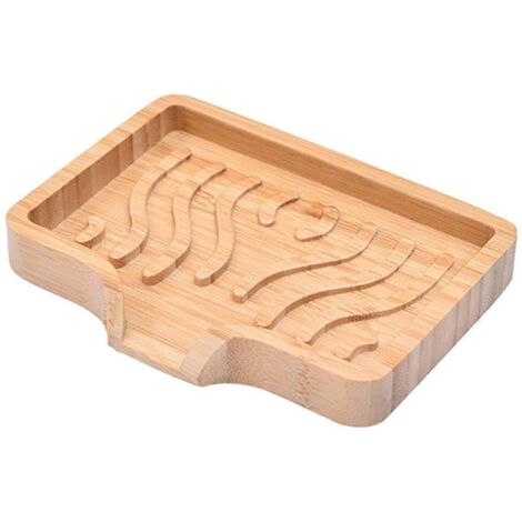 Porte-savon avec égouttoir, support en bois pour baignoire ou plan de travail de cuisine. (1/5)