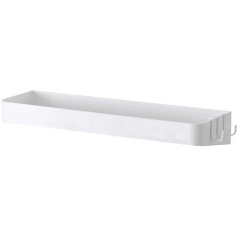 Étagère murale de salle de bain multifonctionnelle, style minimaliste moderne, sans perçage, blanche et rectangulaire. (1/5)
