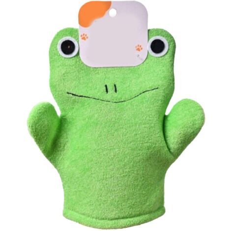 Gant de toilette exfoliant pour le corps, joli motif grenouille verte, taille unique, idéal pour enfants et adultes. Taille unique. (1/5)