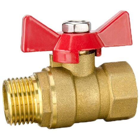 Robinet d'arrêt à bille en laiton pour conduite d'eau avec poignée en T et raccord fileté pour usage domestique et industriel (filetage femelle/mâle). (1/4)