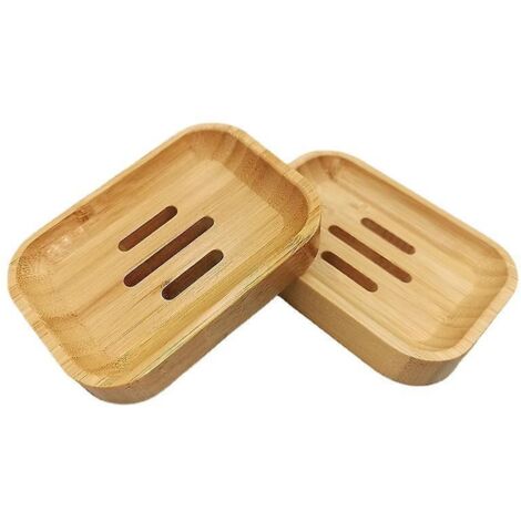 Porte-savon en bambou - Lot de 2, matériau bambou, couleur bois (1/3)