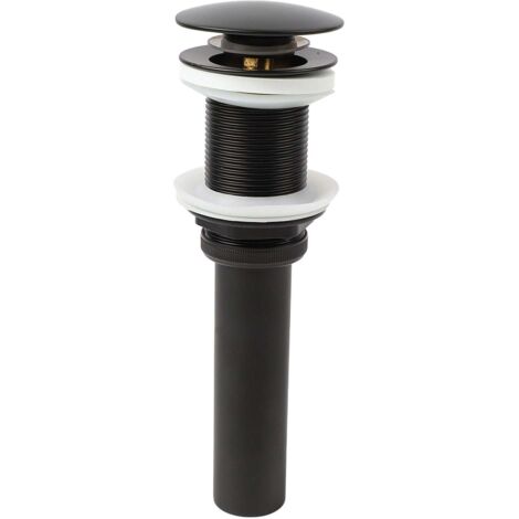 Bonde de lavabo sans trop-plein, antirouille et anti-obstruction, pour vasque, meuble-lavabo, bouchon de vidange à clapet, peinte en noir. (1/5)