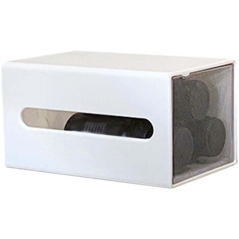 Boîte de rangement murale à tiroir en plastique sans perçage, idéale pour les cotons-tiges et les pinces à cheveux (salle de bain). (1/5)