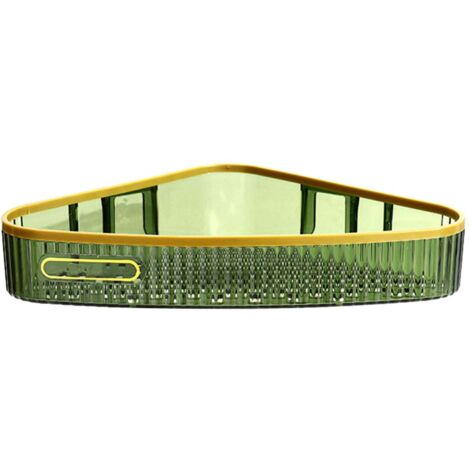 Étagère murale de rangement sans perçage pour douche et salle de bain, style triangulaire, vert foncé. (1/5)