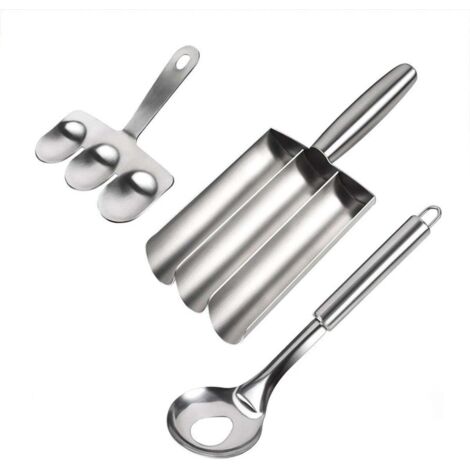 Moule à boulettes de viande en acier inoxydable (lot de 3), moule à boulettes de poisson, outil pour mini-burgers de crevettes. (1/5)