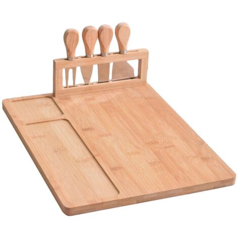 Planche à découper en bambou, plateau à fromage avec couteau, ensemble de service pour charcuterie et cuisine